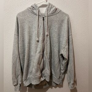 Light Gray Full-Zip Hoodie Sweater